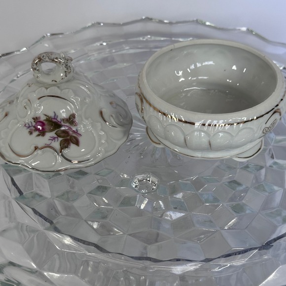 Vintage Porcelain Vanity Set Floral Rose Design‎ Perfume Bottles Trinket Box - Picture 7 of 16